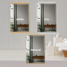 Espejo rectangular con biselado y luces LED traseras 60x80 cm herrashop
