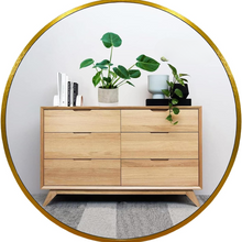 Espejo redondo con marco de aluminio en color oro herrashop