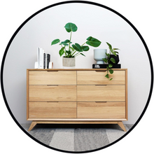 Espejo redondo con marco de aluminio en color negro herrashop