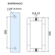 Interior and exterior handle for main door Type Oxxo 1 1/4"