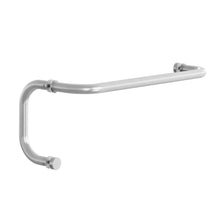 Glass bathroom door handle with towel rail measuring 15cm-45cm