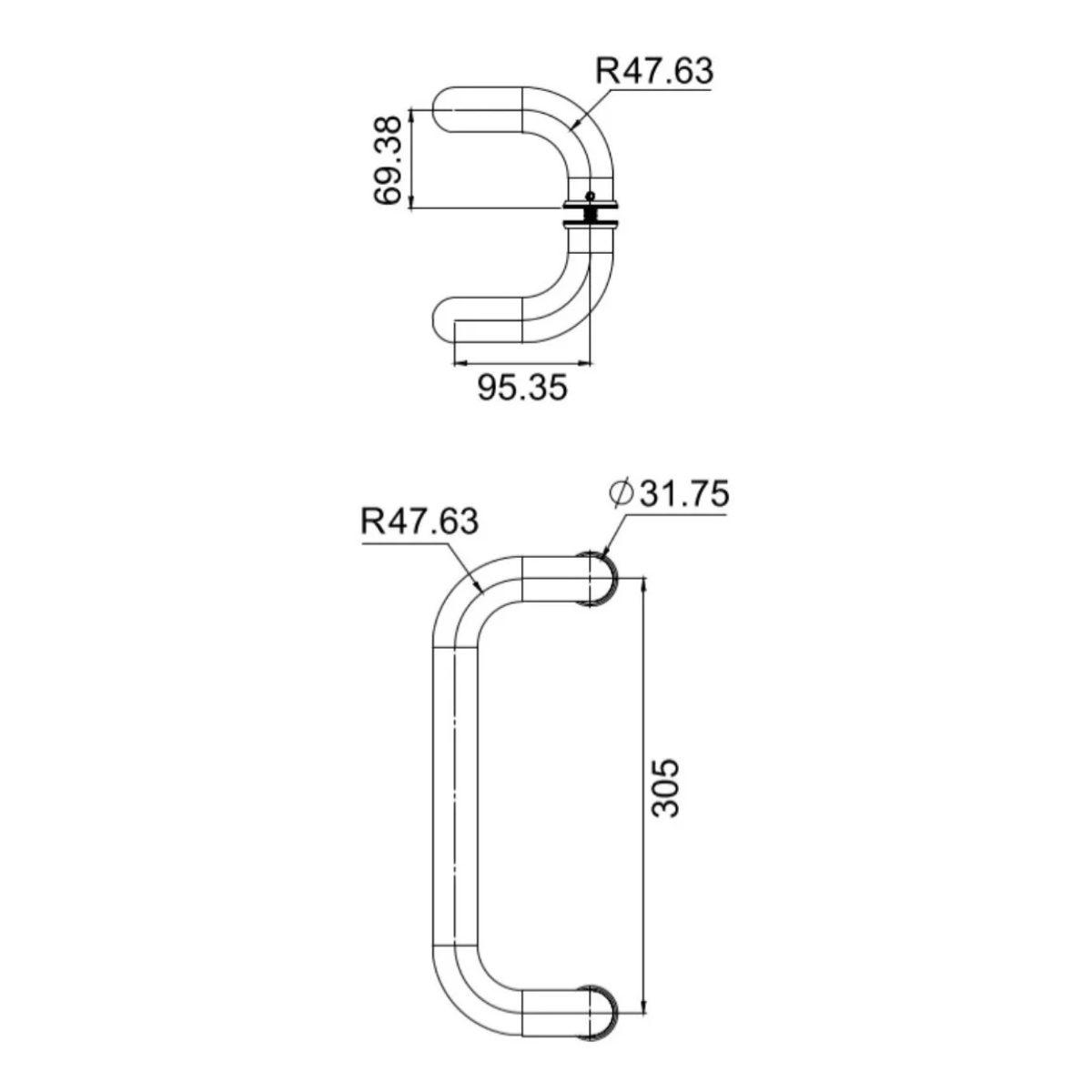 Jaladera para puerta principal Tipo Oxxo 1 1/4" herralum