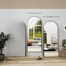 Espejo full body en forma de arco con marco de aluminio color negro 60x150 cm herrashop