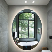 Oval mirror with bevel and rear LED lights 60x80 cm