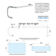 Combinación de Jaladera Tubular Corta y Larga Herralum