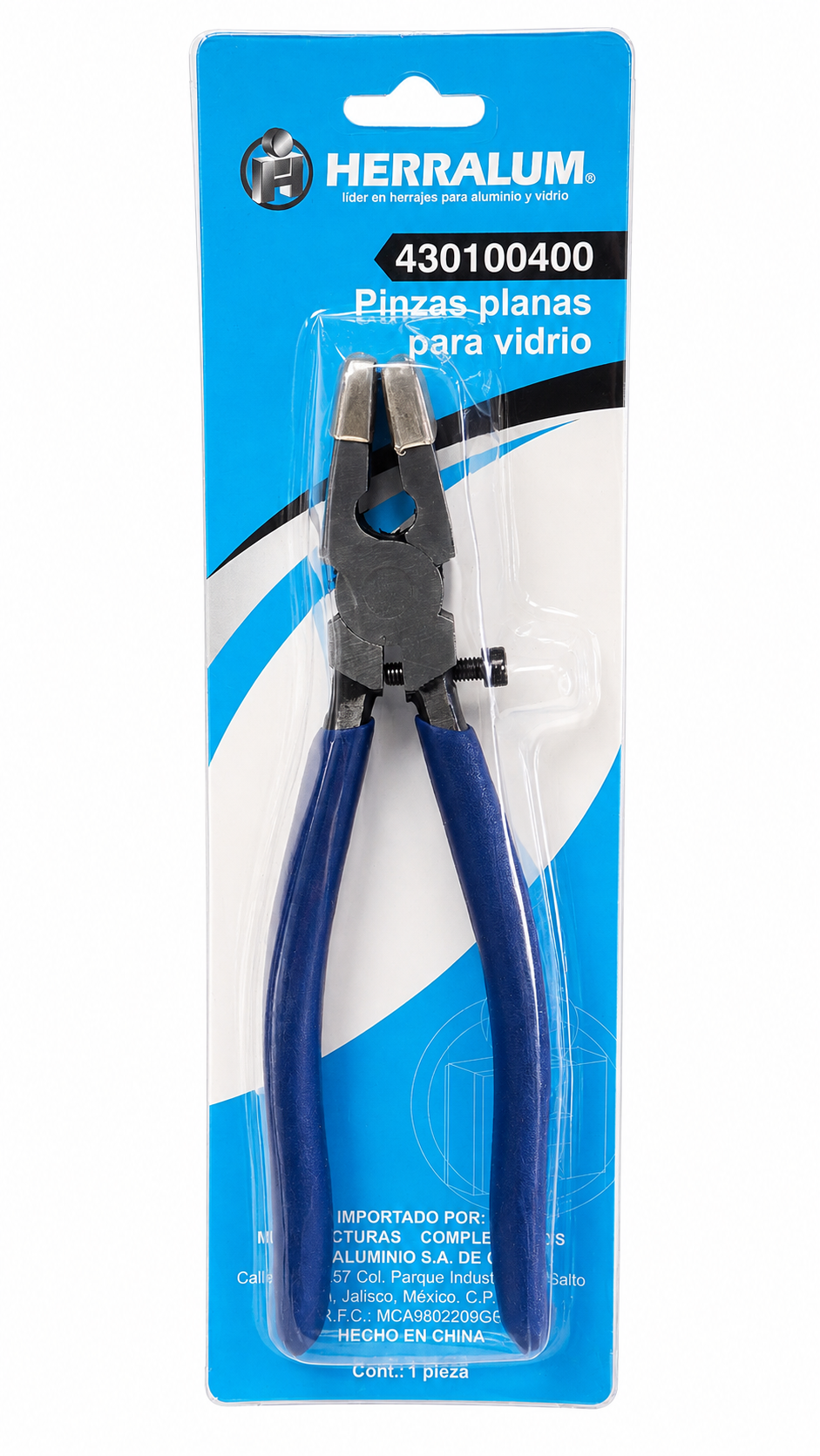 Pinzas planas de acero al carbón para separar vidrio Herralum SKU 430100400