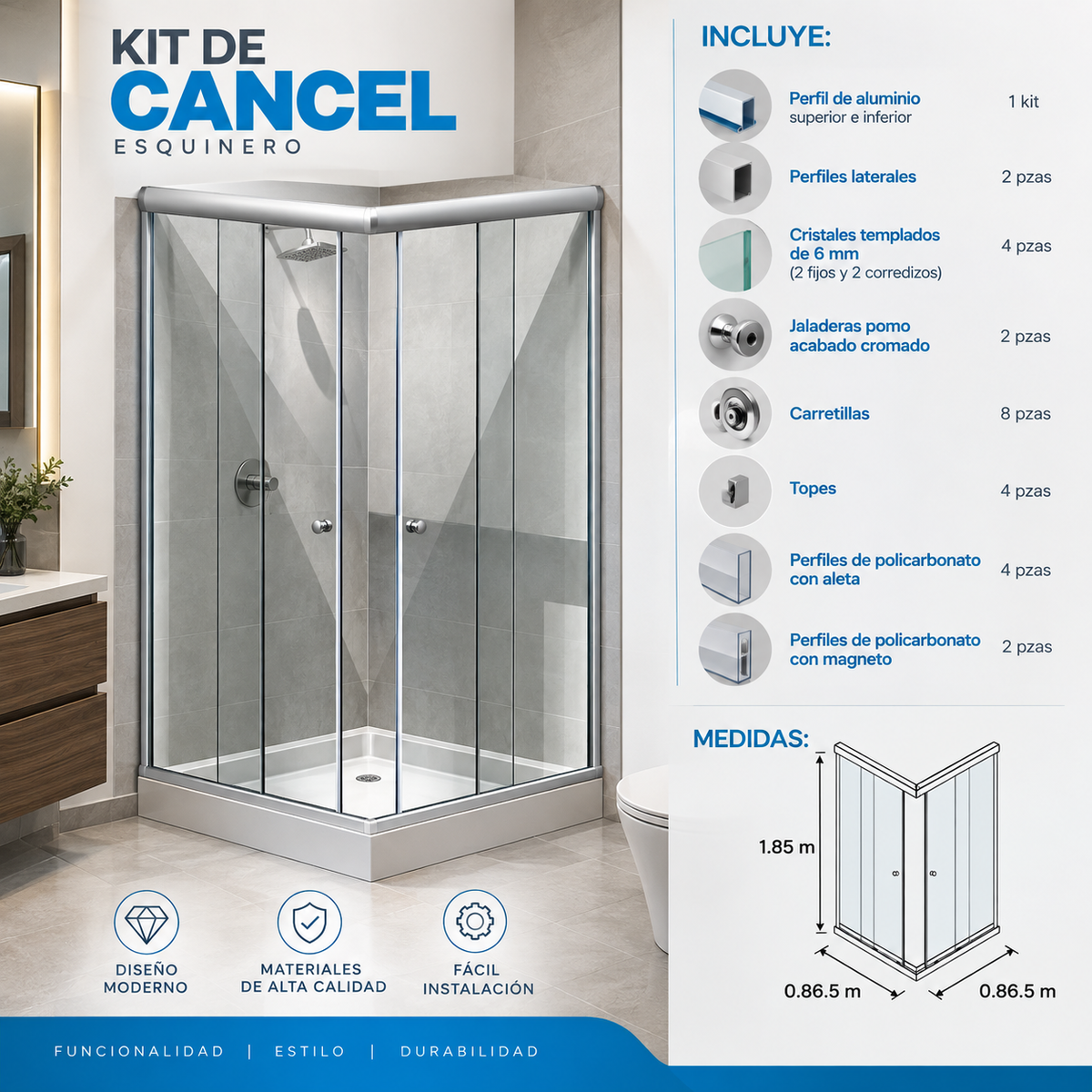 Square Sliding Bathroom Gate Model Matamoros Herralum