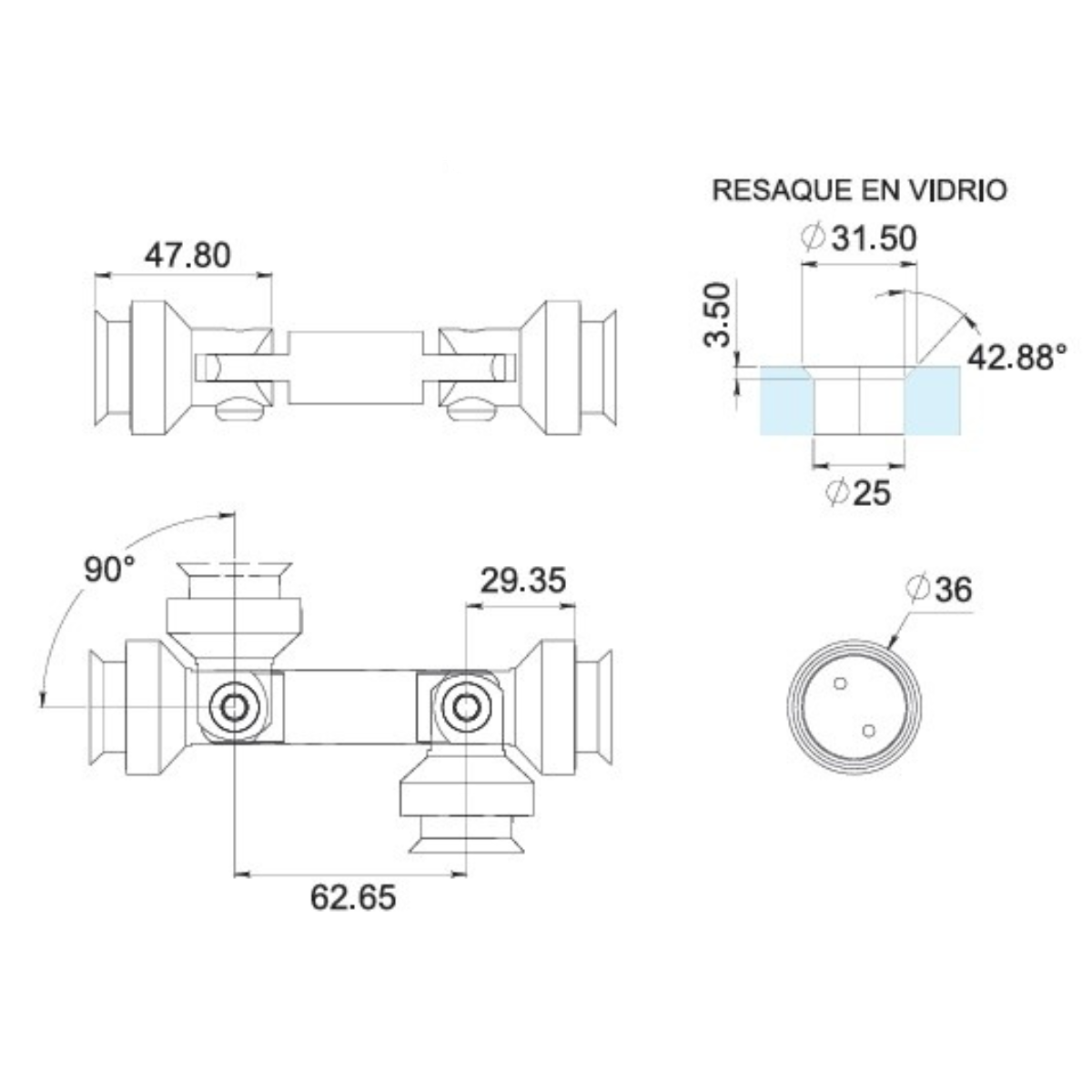 Conector Irapuato Vidrio a Vidrio herralum