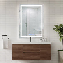 Espejo Rectangular marco esmerilado de 70x90 cm Con 3 tonos de luz + Antiempañante + Reloj + Temperatura herrashop