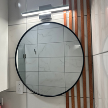 Espejo redondo con marco de aluminio en color negro herrashop