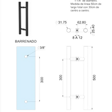Jaladera Dorada tipo H 50 cm para puerta exterior e interior Herrashop