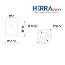 CONECTOR MURO- TUBO BASE RECTA 19MM ORO