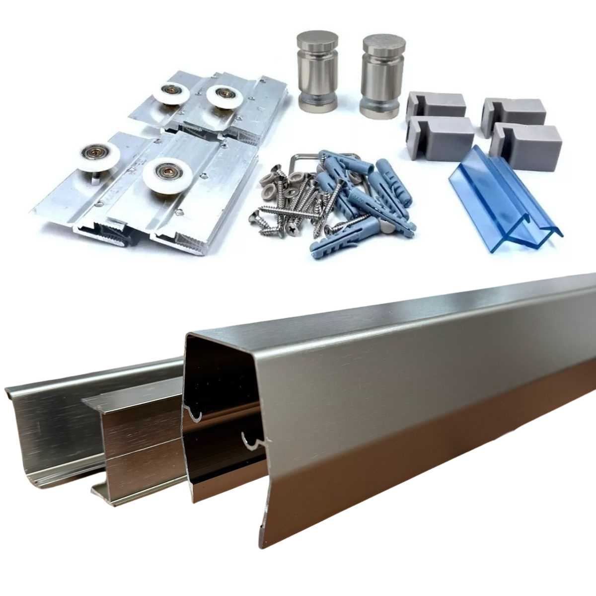 Herrajes Para Cancel Para Baño Doble Corredizo Modelo Rio bravo Herralum