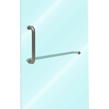 Glass bathroom door handle with towel rail measuring 15cm-45cm
