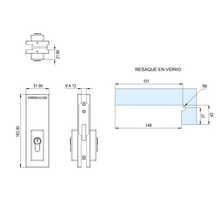 Chapa Línea Tapalpa de Alta Seguridad Para Puerta de Cristal Templado SKU 1009