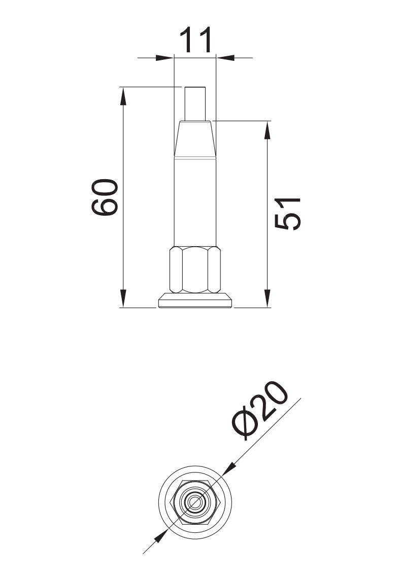 Herrajes Jalisco (GS-800) lower base with adjustment for sideboard SKU 1083 Herralum