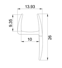 Xochimilco Type “h” Polycarbonate Profile with Flexible Fin for Side Sealing SKU 1122