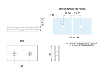 Conector Recto Vidrio a Vidrio a 180 herralum