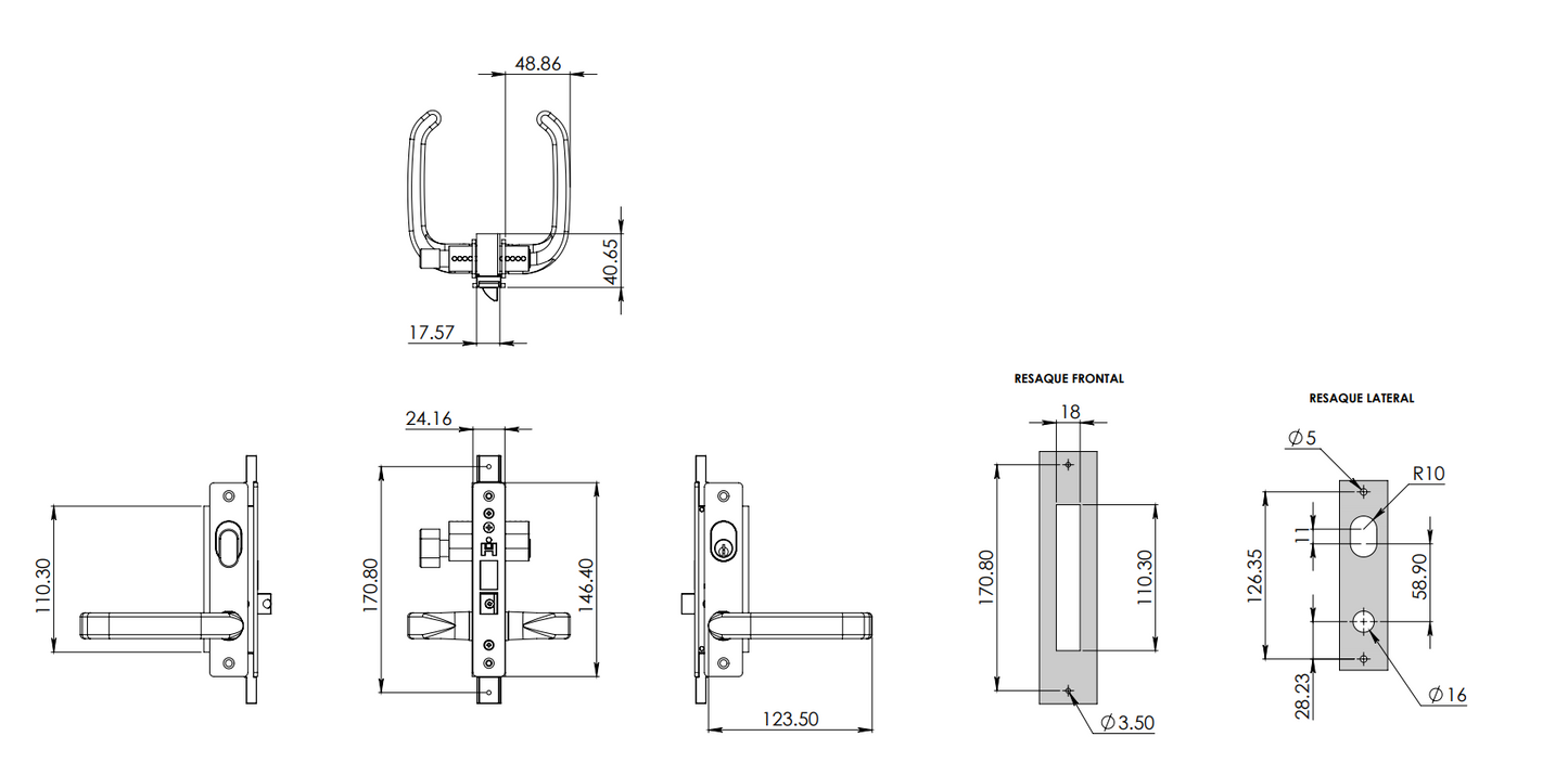 Double Handle Plate Herralum With Key-Butterfly Cylinder and Single Cylinder SKU 1164001