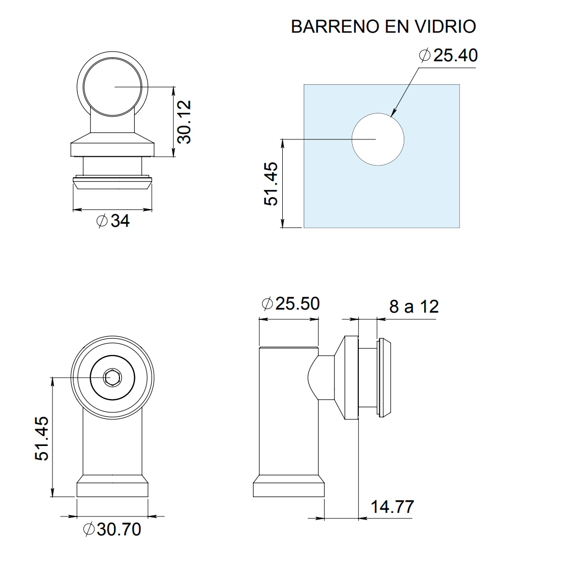 Conector Leon Muro a Vidrio herralum