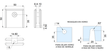 Conector con Base Chica Para Cristal de 6 a 10mm