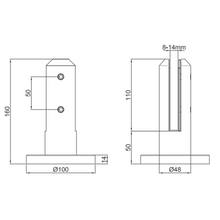 16cm High Round Mini Post For Tempered Glass Railing from 8 to 14mm SKU 1366002SA