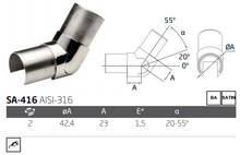 Codo Ajustable 20-55° Para Tubo RP 1400 Comenza SA-416