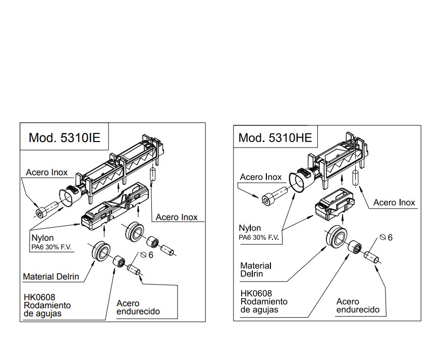 Double Delrin Wheel Hockey Trolley and Adjustable Needle Bearings for 4600 Series of Metal Extrusions SKU 138201800 Herralum