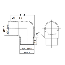 90º L Connector For 2" (50.8mm) Tube SKU 1394003200 Herralum