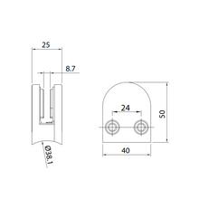 Curved Base Clip Connector For 38.1mm Tube To 8 to 10mm Glass. SKU 1394031112SA