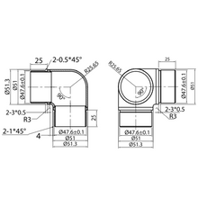 Triple Square Connector for 2" (50.8mm) Tube SKU 1394078200 Herralum