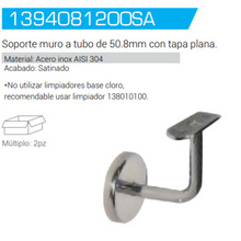 Wall to Tube Support 2" (50.8mm) in Stainless Steel SKU 1394081200SA Herralum