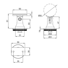 Handrail Support with Movable Base and Post Cap with 2" Stainless Steel SKU 1394083SA Herralum.