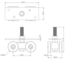 Carretilla Cuatro Baleros Rodaja Grande De Nylon Para Puertas Corredizas Herralum