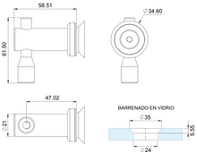 Conector Pipeta Hidalgo Muro a Vidrio herralum