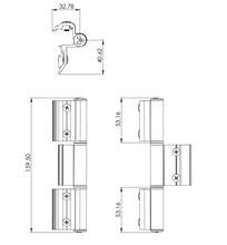 3 Blade Hinge for Folding Doors and Windows of the Spanish Line 1400. SKU 2296003 Herralum