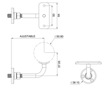 Short Support for 2" Handrail to Wall SKU 2298CORSA