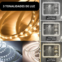 Espejo Rectangular marco esmerilado Con 3 tonos de luz + Antiempañante de 50x70 cm herrashop