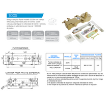 Hydraulic Floor Hinge Model S203n For Doors up to 180kg SKU 1005 Ryobi