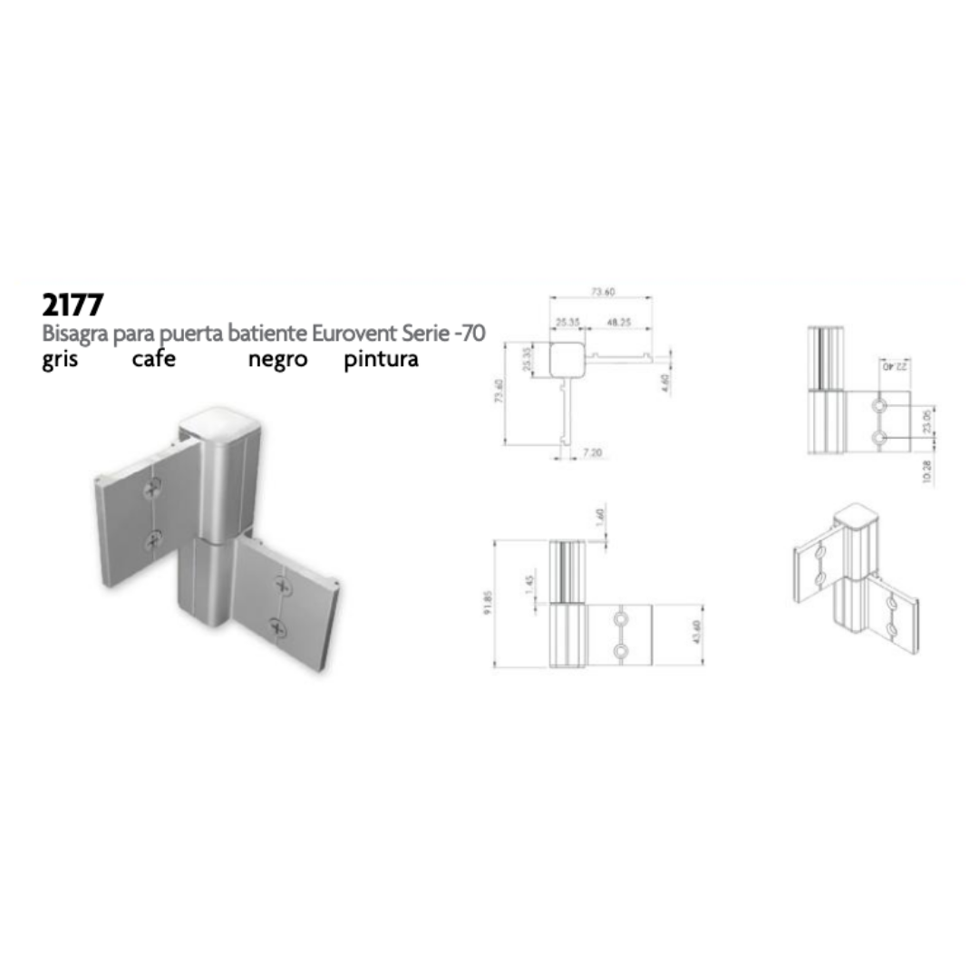 Bisagra Para Puerta Batiente Eurovent Serie 70 Herralum
