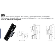 3 Blade Hinge for Folding Doors and Windows of the Spanish Line 1400. SKU 2296003 Herralum