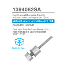 Boton Ajustable Para Fijacion Muro-Vidrio con Rosca de 10mm Herralum