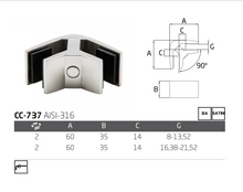 Conector Vidrio a Vidrio de 8-13.5mm en Escuadra herralum