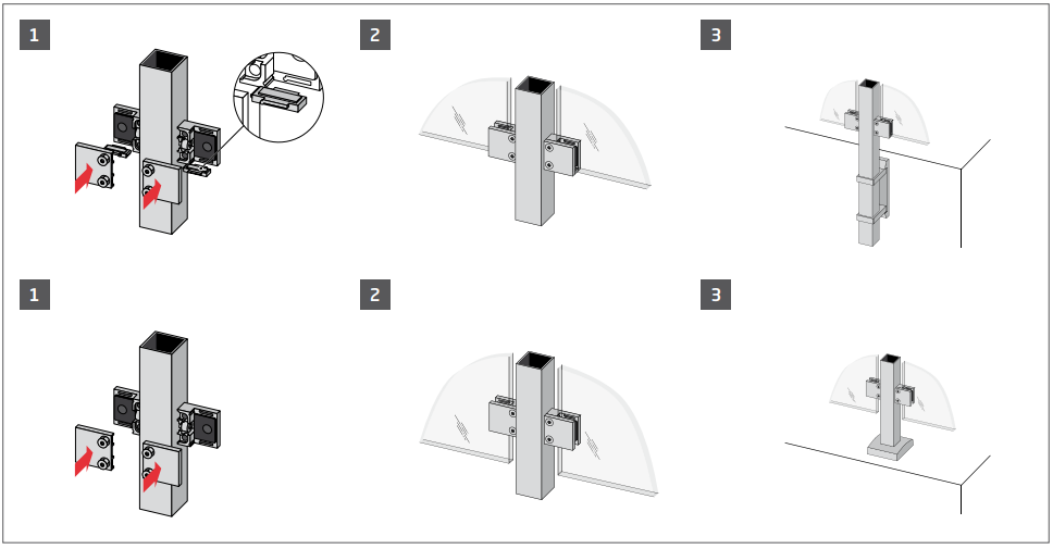 Conector Grapa Base Plana Para Vidrio de 8-10mm herralum