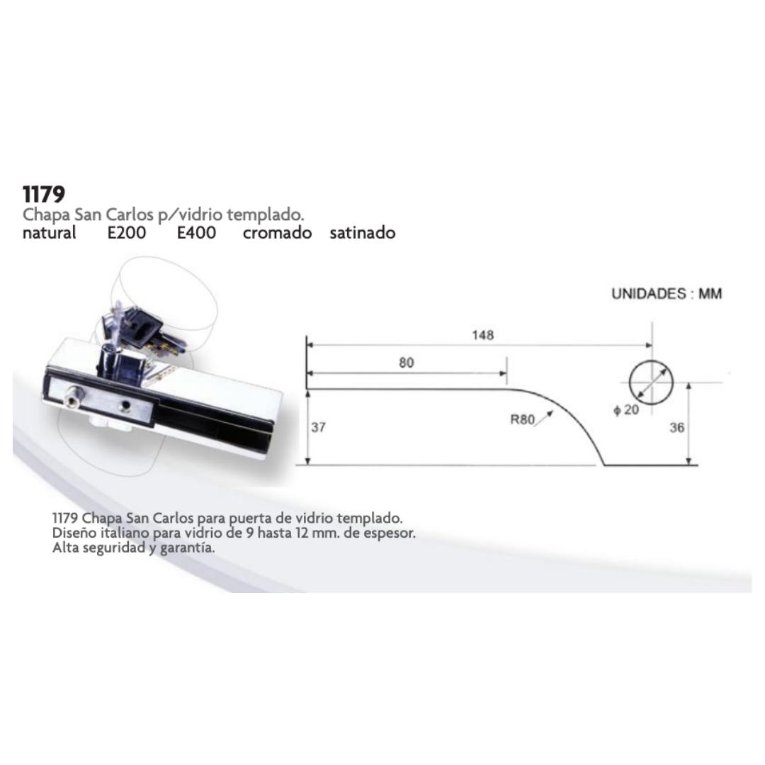 San Carlos High Security Sheet for Tempered Glass Door SKU 1179