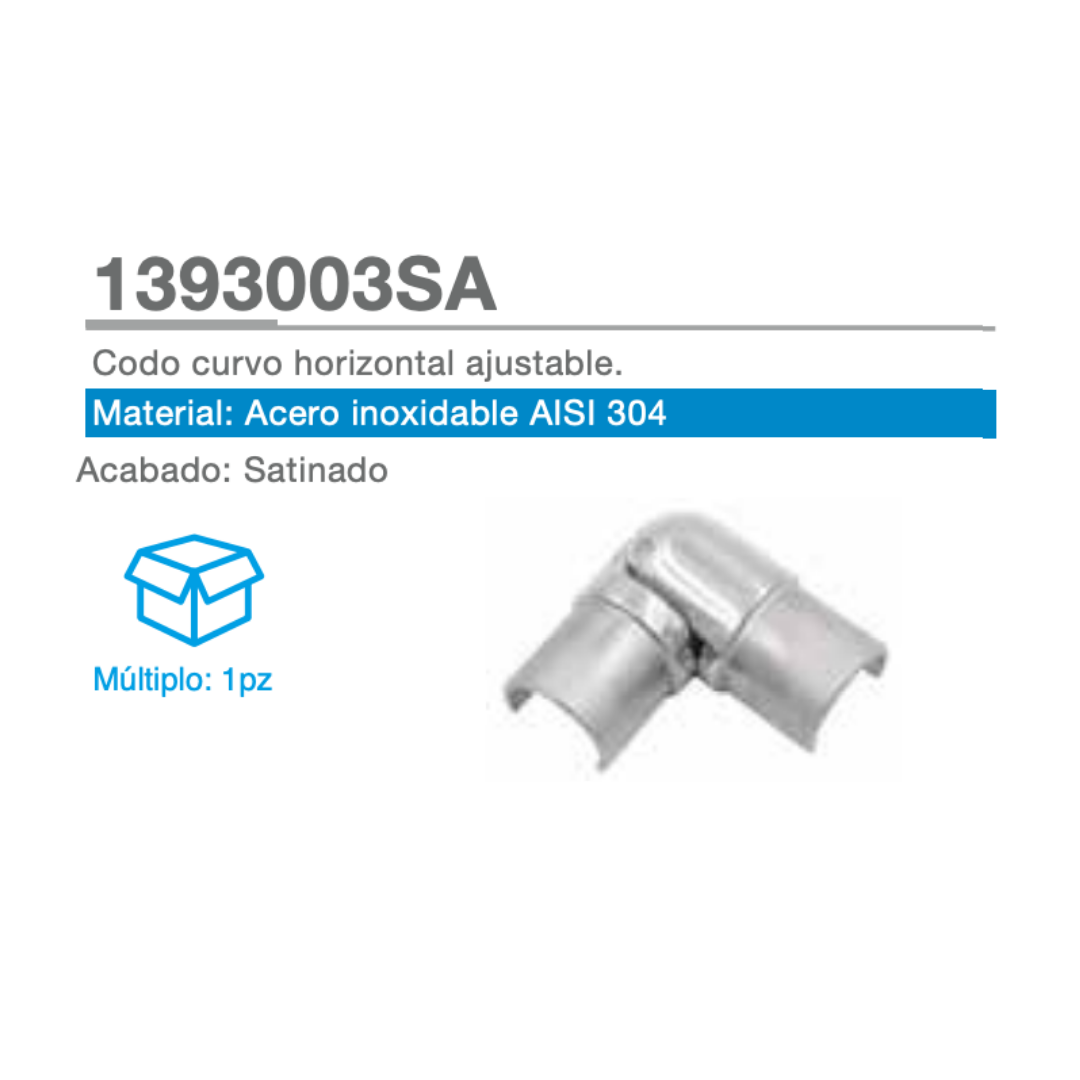 Adjustable Horizontal Curved Elbow SKU 1393
