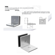 Conector Recto Para Fijos de Vidrio Templado con Base Lateral a 90° herralum