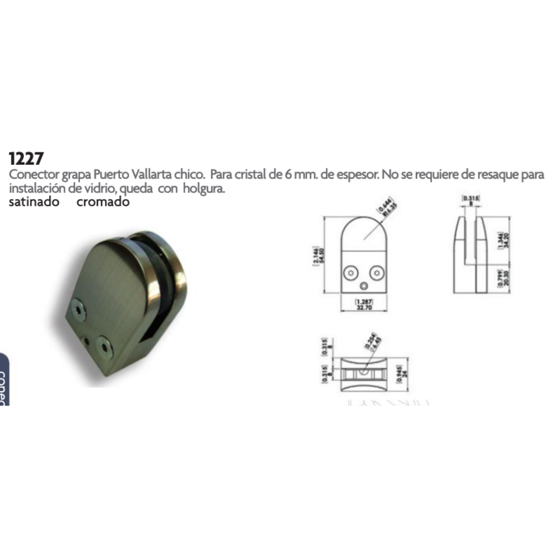 Small Clip Connector with Flat Base for Wall or Floor SKU 1227