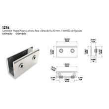 Conector Largo Paipid Muro a Vidrio de 8 a 10mm herralum