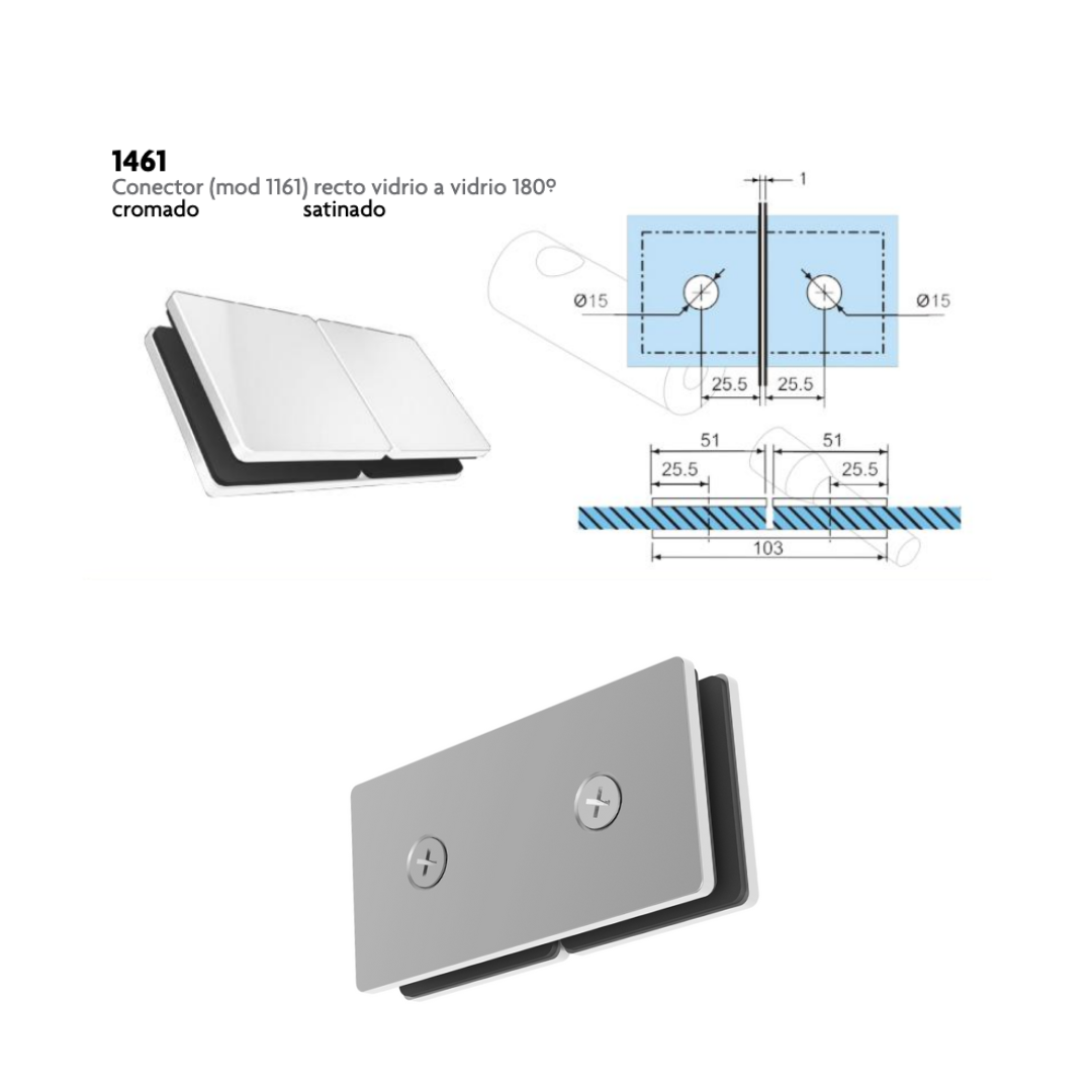 Straight Glass to Glass Connector En 180 SKU 1461